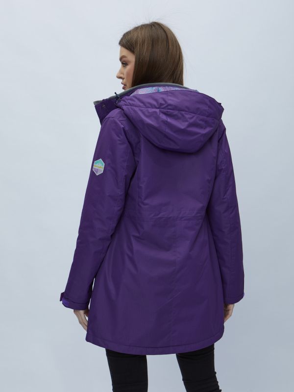 Women's dark purple hooded parka 551996TF